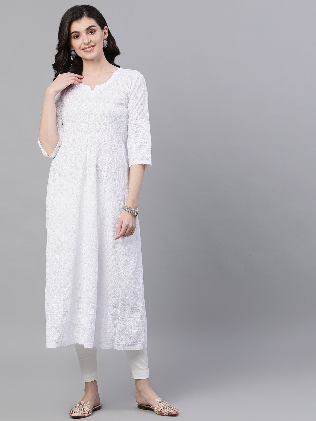 Buy Lakhnavi Fabrics White Cotton Women Kurti for All Purpose (White,  LFUK02) (XX-Small) at Amazon.in