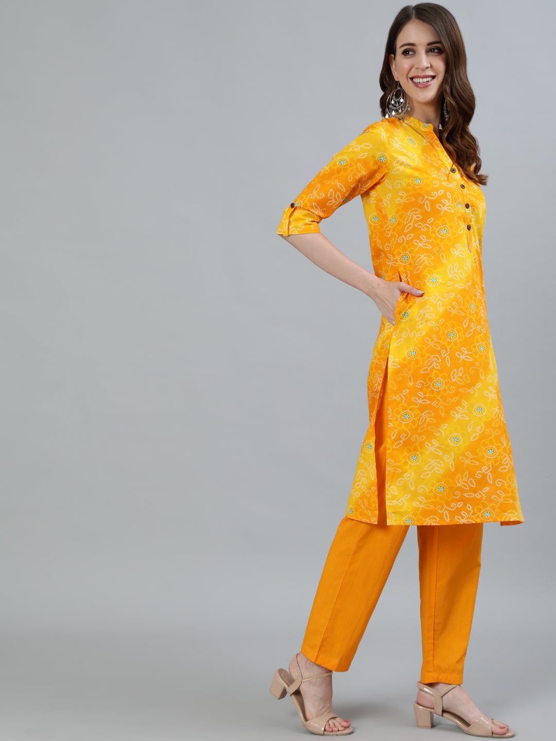 Ishin Women's Silk Blend Green Embroidered A-Line Kurta Trouser Dupatta Set