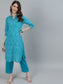 Ishin Women's Blue Bandhani Printed Straight Kurta With Trouser