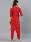 Ishin Women's Red Checks Printed Straight Kurta With Trouser