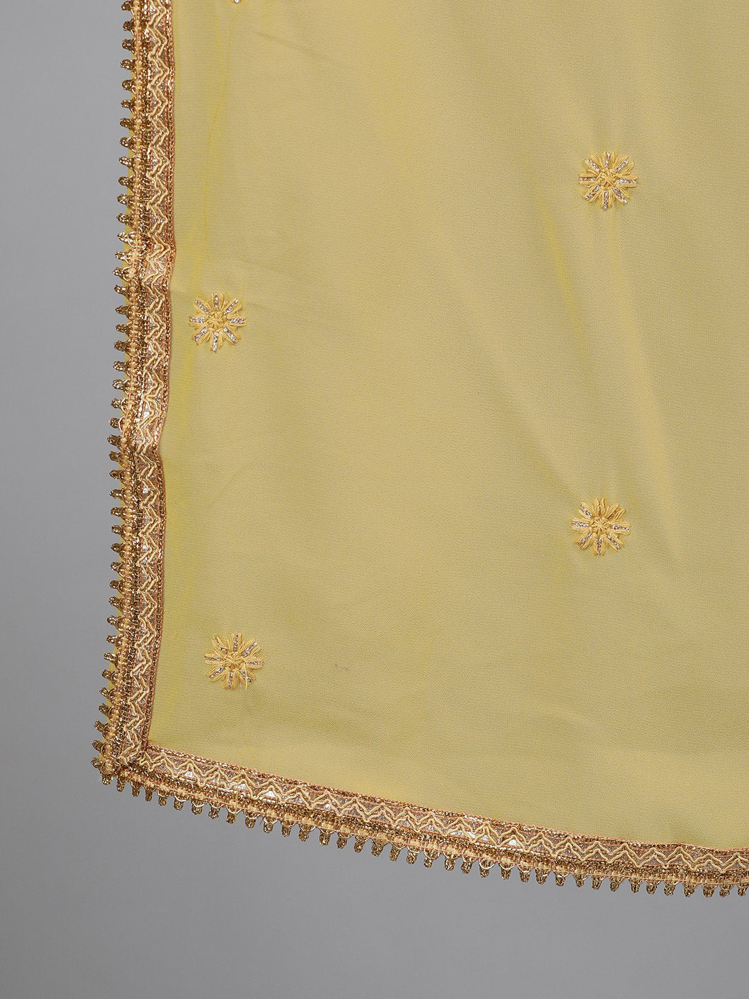 Ishin Women's Georgette Mustard Chikankari Embroidered Anarkali Kurta With Dupatta & Unstiched Bottom