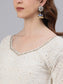 Ishin Women's Georgette White Chikankari Embroidered Anarkali Kurta With Dupatta & Unstiched Bottom