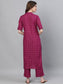 Ishin Women's Rayon Purple Foil Printed A-Line Kurta Palazzo Set