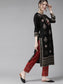 Ishin Women's Rayon Black & Red Embroidered A-Line Kurta Trouser Dupatta Set
