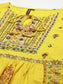 Ishin Women's Viscose Rayon Yellow Embroidered A-Line Kurta Trouser Dupatta Set