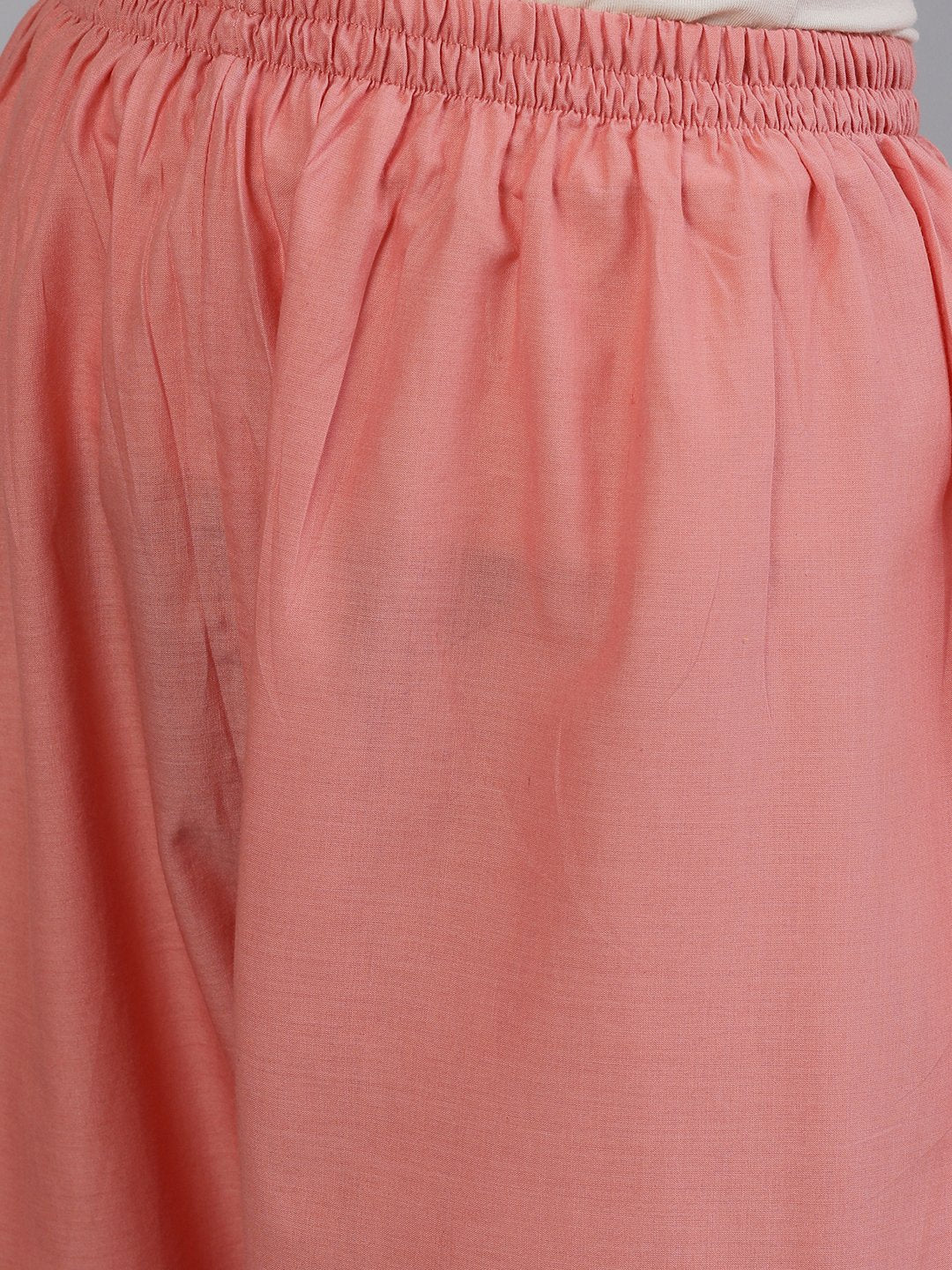 Ishin Women's Chanderi Silk Peach Gota Patti Embroidered A-Line Kurta Trouser Dupatta Set