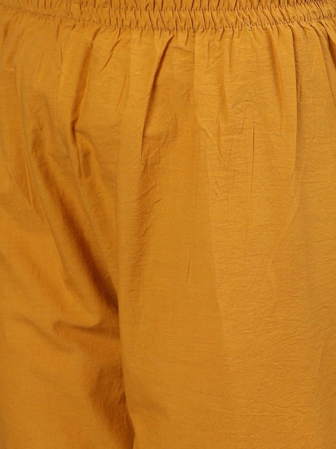 Ishin Women's Chanderi Silk Mustard Embellished Straight Kurta Trouser Dupatta Set