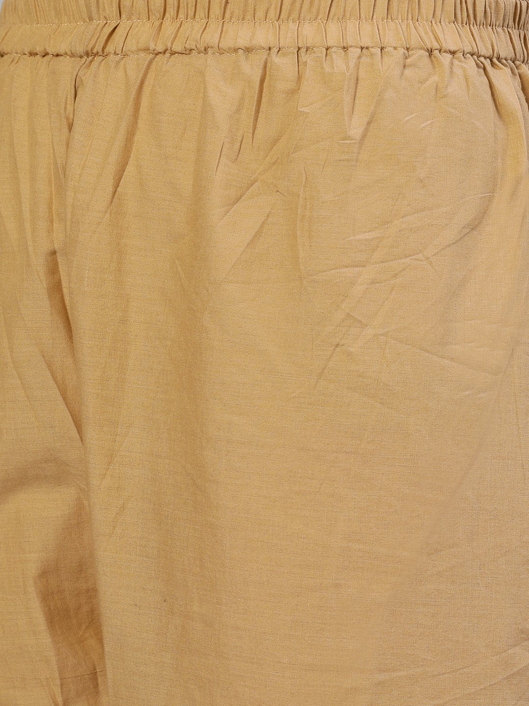 Ishin Women's Chanderi Silk Beige Embellished Straight Kurta Trouser Dupatta Set