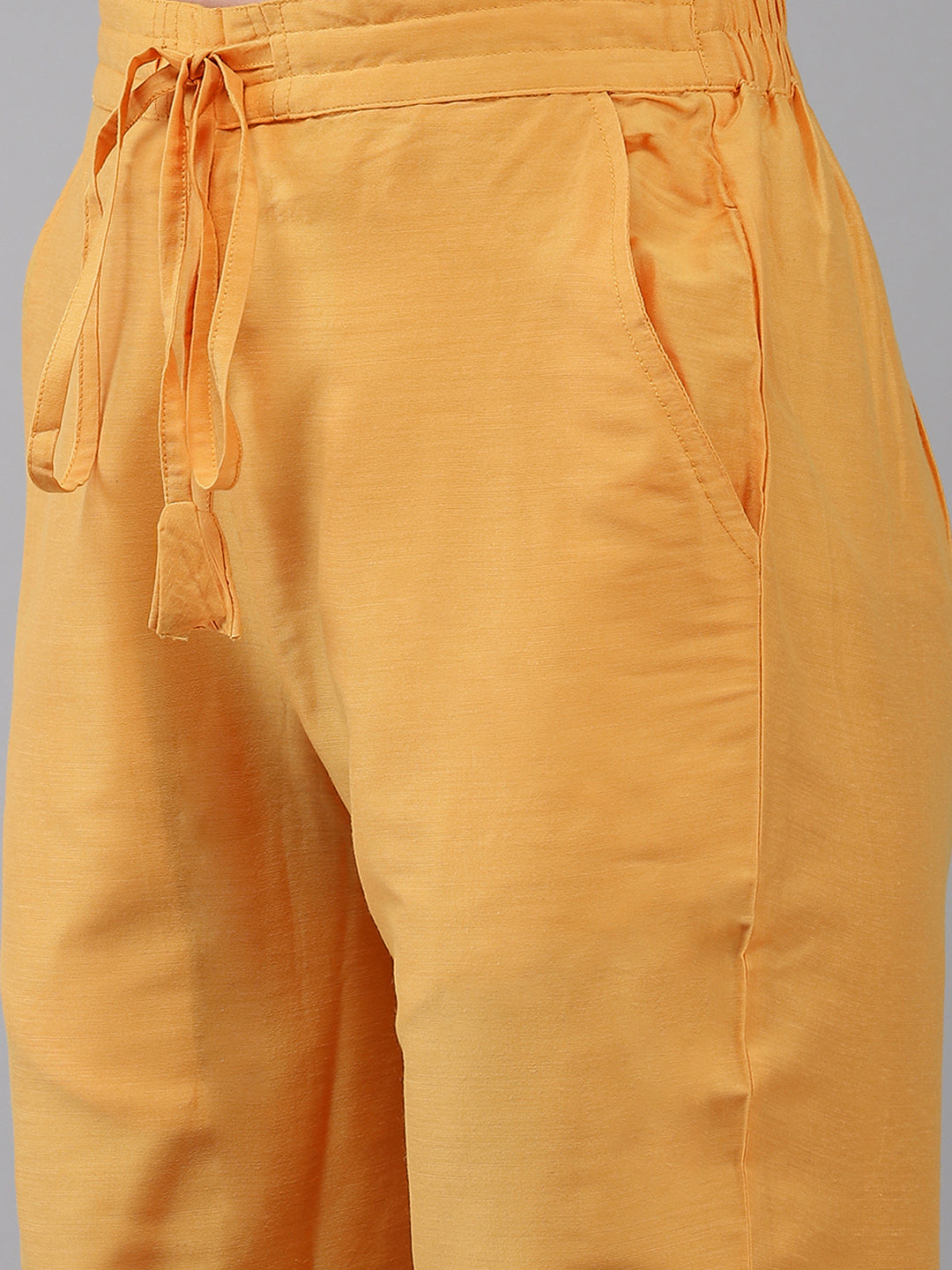 Ishin Women's Yellow Embroidered A-line Kurta with Trouser & Dupatta