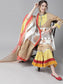 Ishin Women's Off White & Yellow Embellished Peplum Kurta Sharara Dupatta Set