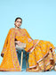 Ishin Women's Cotton Mustard Embroidered A-Line Layered Kurta Sharara Dupatta Set 