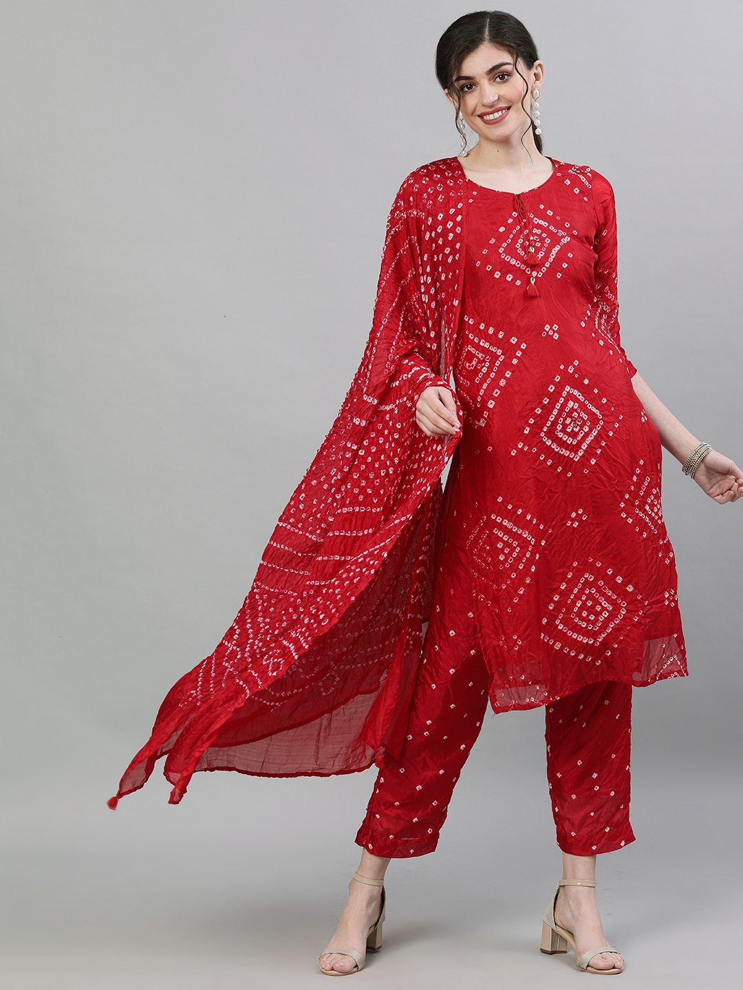 Sindoor- Red Bandhani Suit Set