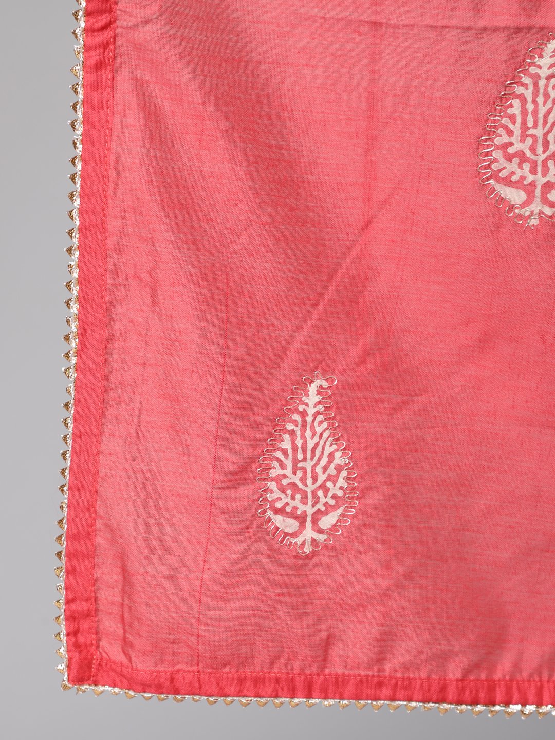 Ishin Women's Chanderi Leheriya Zari Embroidered A-Line Kurta Trouser Dupatta Set