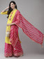 Ishin Women's Yellow & Pink Gotta Patti Embroidered A-Line Kurta Skirt Dupatta Set
