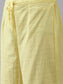 Ishin Women's Cotton Blend Yellow Embroidered A-Line Kurta Trouser Dupatta Set