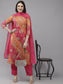 Ishin Women's Multicolored Bandhani A-line Kurta with Trouser & Dupatta