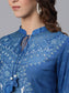 Women Blue Printed Kurta with Trousers & Dupatta