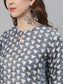 Ishin Women's Silk Grey Printed Embroidered Straight Kurta Palazzo & Dupatta Set