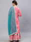 Ishin Women's Rayon Pink Gotta Patti Embroidered A-Line Kurta Sharara Dupatta Set