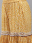 Ishin Women's Rayon Mustard Yellow Embroidered A-Line Kurta Sharara Dupatta Set 