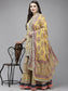 Ishin Women's Cotton Blend Yellow Embroidered A-Line Kurta Sharara Dupatta Set