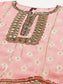 Ishin Women's Rayon Pink Embroidered A-Line Kurta Sharara Dupatta Set