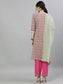 Ishin Women's Cotton Green & Pink Embellished Straight Kurta Trouser Dupatta Set