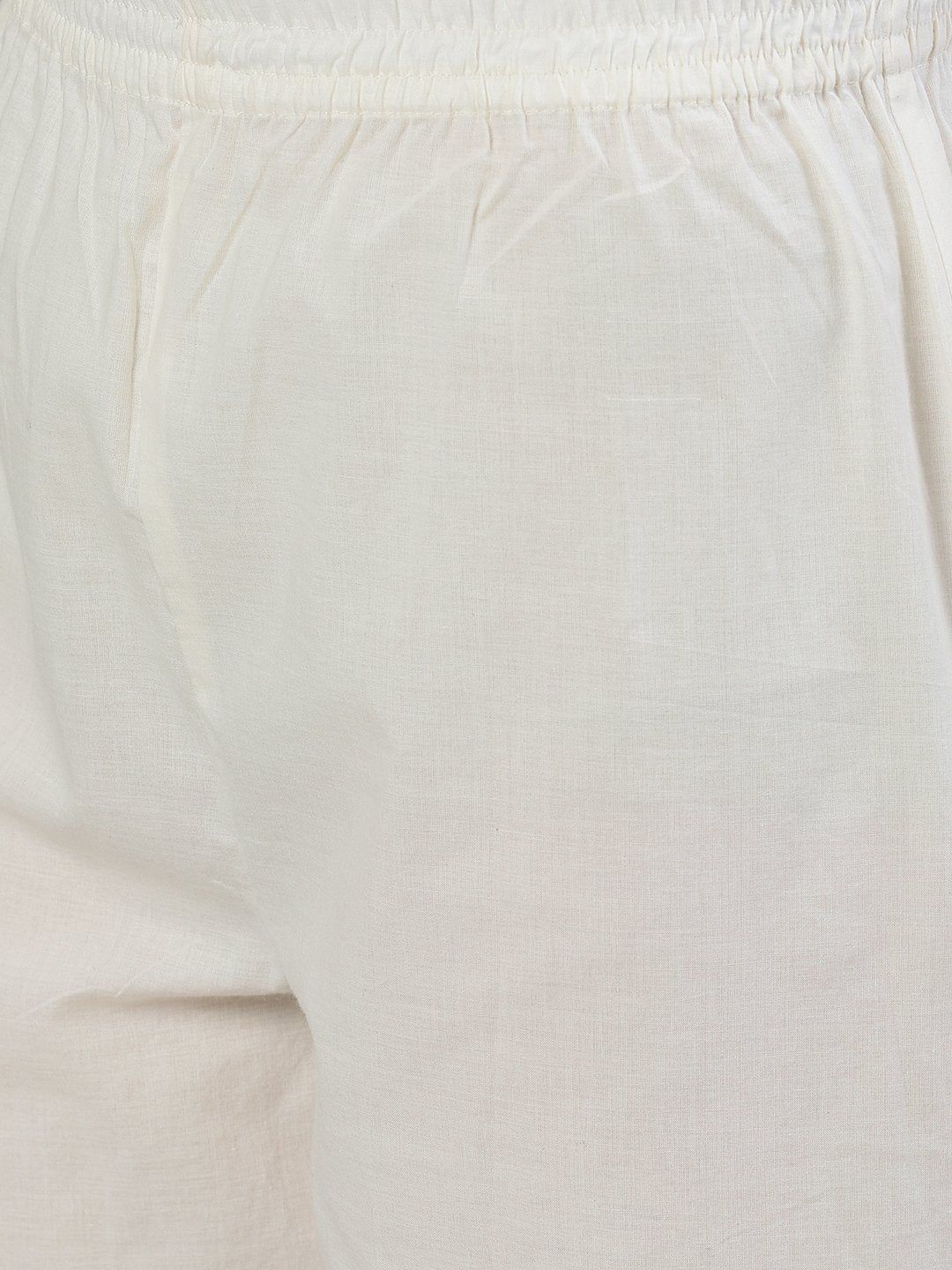 Ishin Women's Cotton Off White Printed Straight Kurta Trouser Dupatta Set