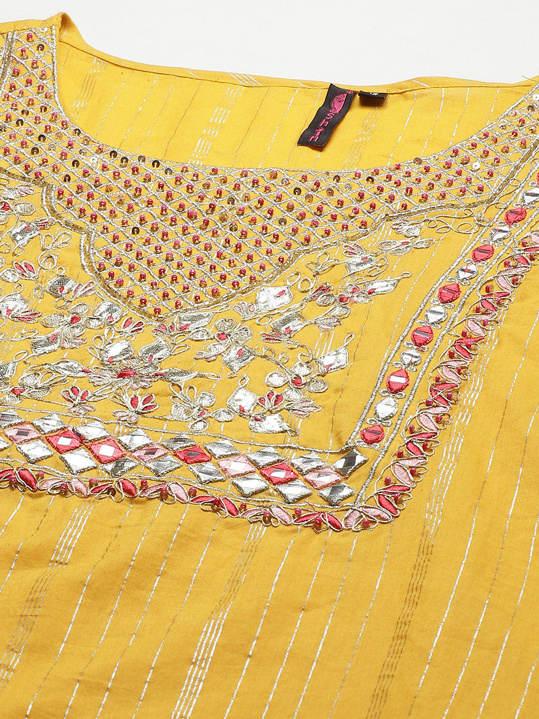 Rich Yellow Gotta Patti Embroidered Kurta Sharara Set With Sheer Dupatta