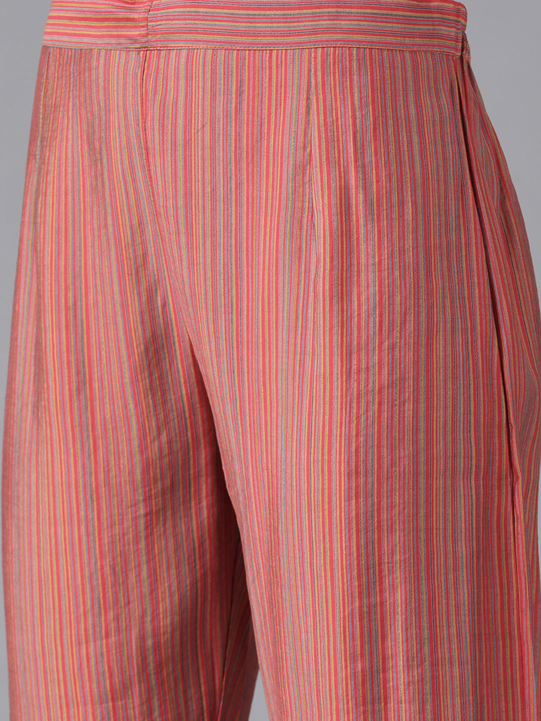 Ishin Women's Art Silk Pink Embroidered A-Line Kurta Trouser Dupatta Set