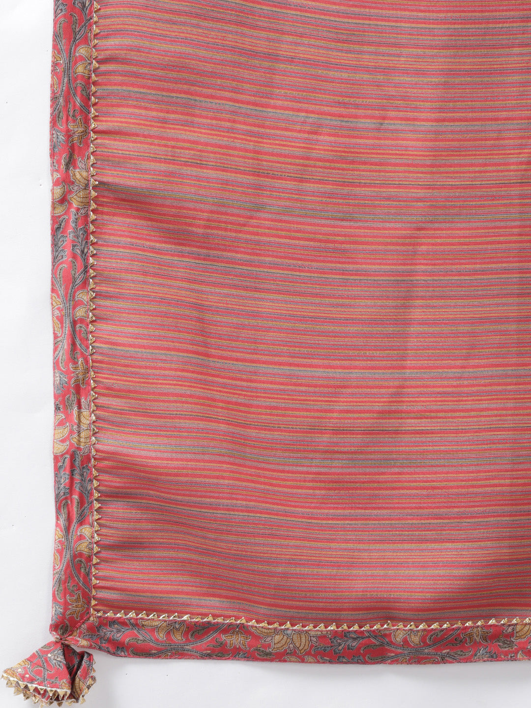 Ishin Women's Art Silk Pink Embroidered A-Line Kurta Trouser Dupatta Set
