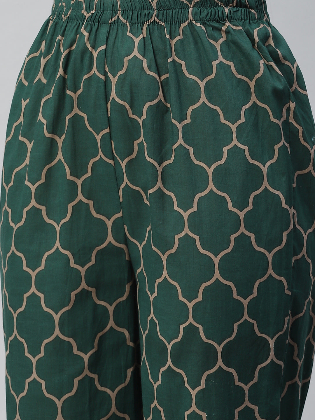 Ishin Women's Maroon & Green Zari Embroidered A-Line Kurta Trouser Dupatta Set