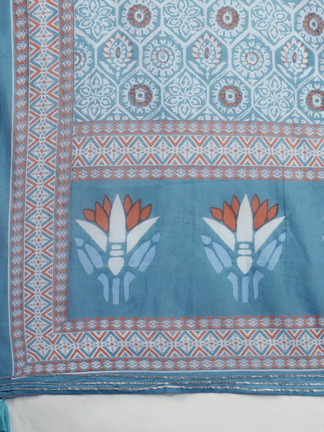 Ishin Women's Blue Embroidered Peplum Kurta with Sharara & Dupatta