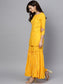 Ishin Women's Yellow Embroidered A-Line Kurta Sharara Dupatta Set