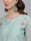 Ishin Women's Green Zari Embroidered Straight Kurta & Trouser