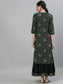 Ishin Women's Cotton Green Bandhani Embellished Straight Kurta Skirt Set