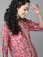 Ishin Women's Silk Pink Lurex Embroidered A-Line Kurta Palazzo Set