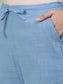 Ishin Women's Cotton Blue Printed A-Line Kurta Trouser Set