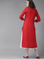 Ishin Women's Rayon Red Embellished A-Line Kurta