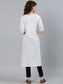 Ishin Women's Cotton White Embroidered Straight Kurta