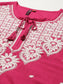 Ishin Women's Cotton Pink Embroidered A-Line Kurta