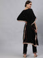 Ishin Women's Rayon Black Embroidered Kaftan Kurta Trouser Set