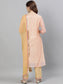 Ishin Women's Chanderi Silk Peach & Beige Lurex Embroidered A-Line Kurta Trouser Dupatta Set
