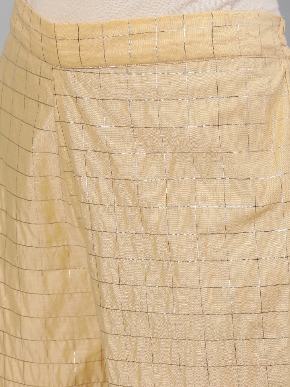 Ishin Women's Chanderi Silk Peach & Beige Lurex Embroidered A-Line Kurta Trouser Dupatta Set