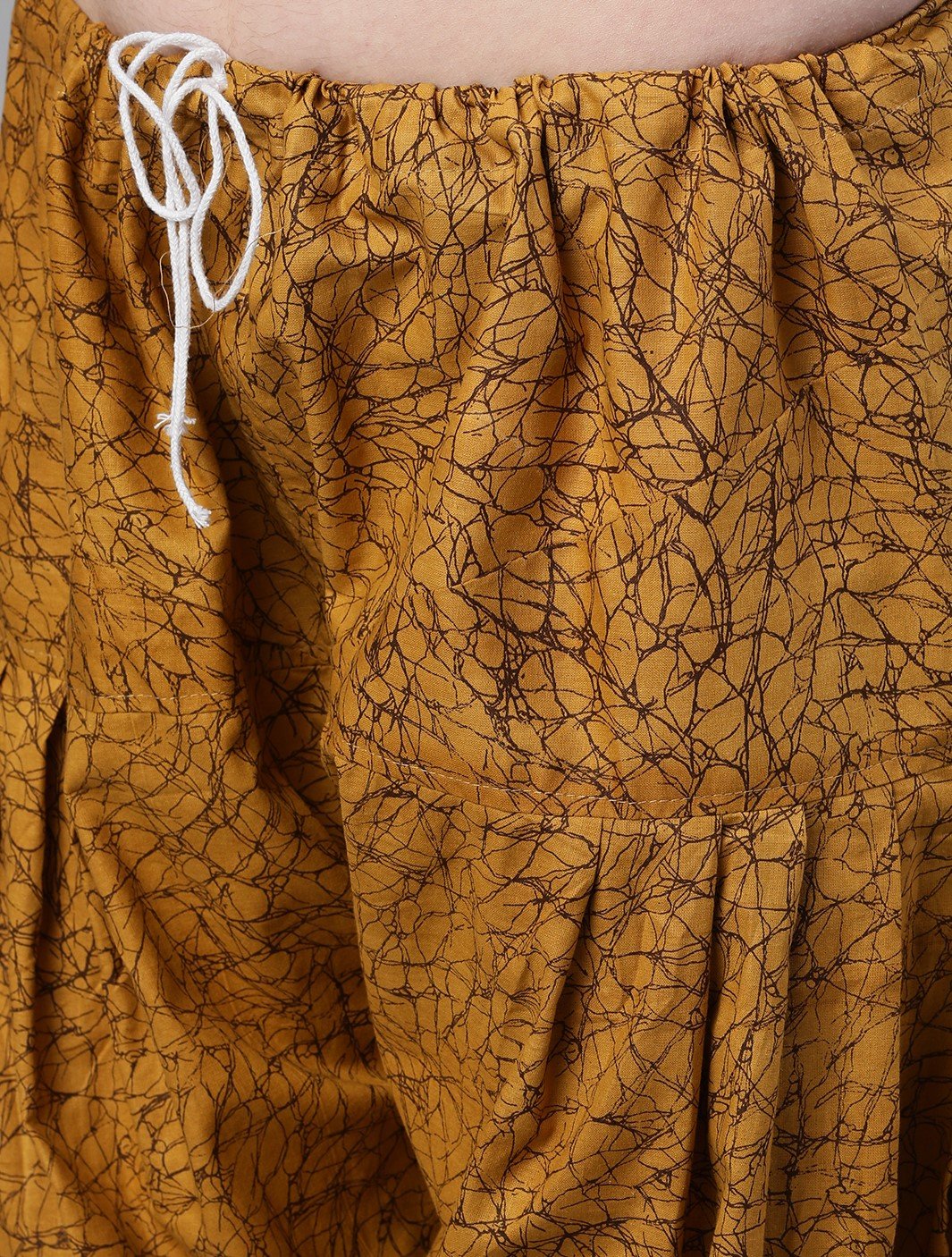 Ishin Women's Cotton Multicolor & Mustard Batik Printed A-Line Kurta Salwar Dupatta Set