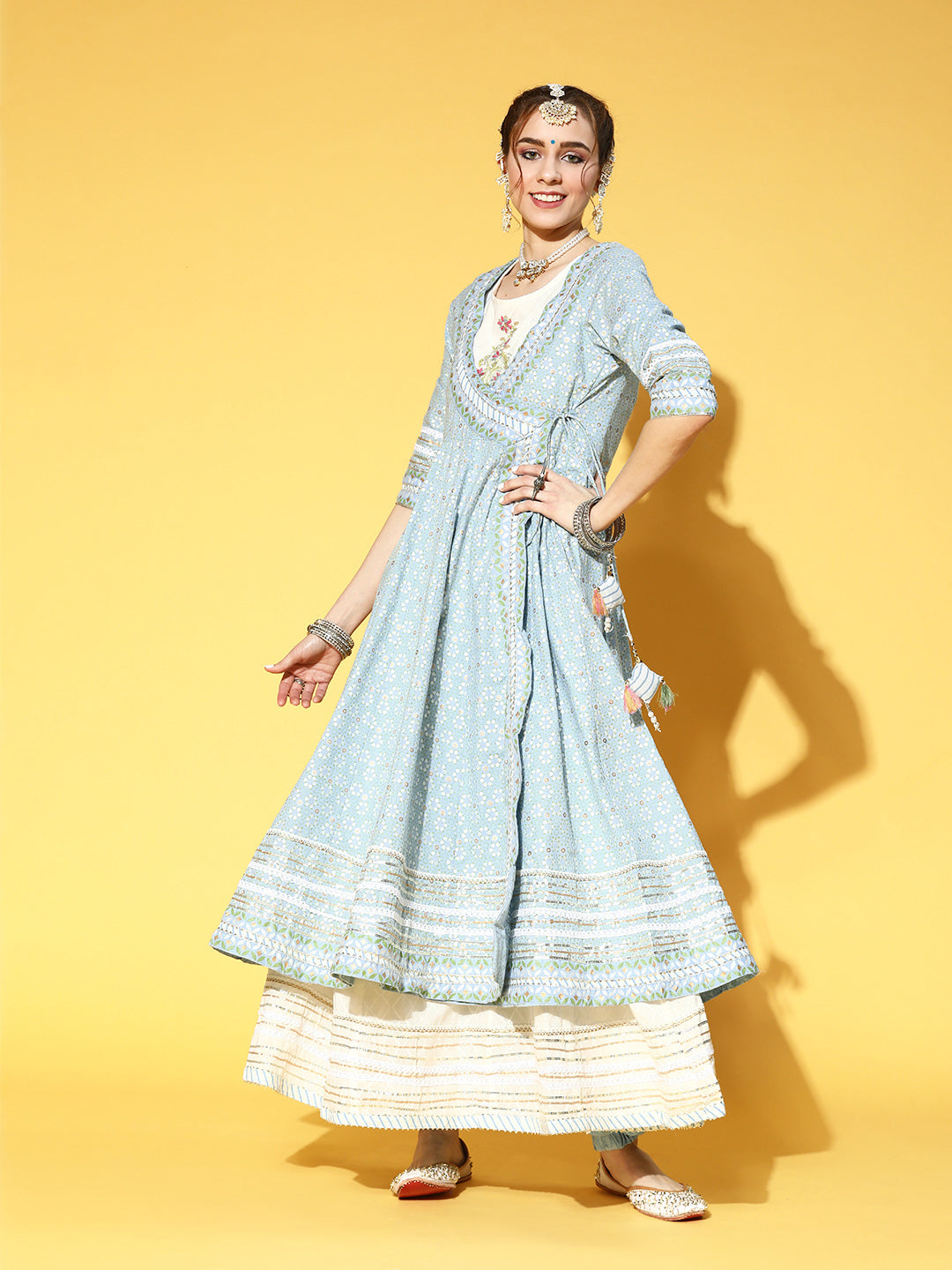 Women's Latest Designer Printed Rayon Jacket & Anarkali Kurta Pakistani  Dress | eBay