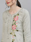 Ishin Women's Silk Brown Embroidered Straight Kurta