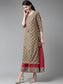 Ishin Women's Cotton Maroon Embellished Layered Anarkali Kurta