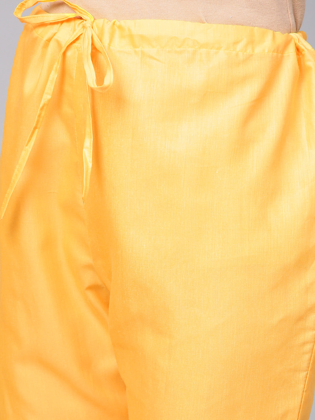 Ishin Women's Cotton Yellow Embroidered A-Line Kurta With Trouser & Dupatta