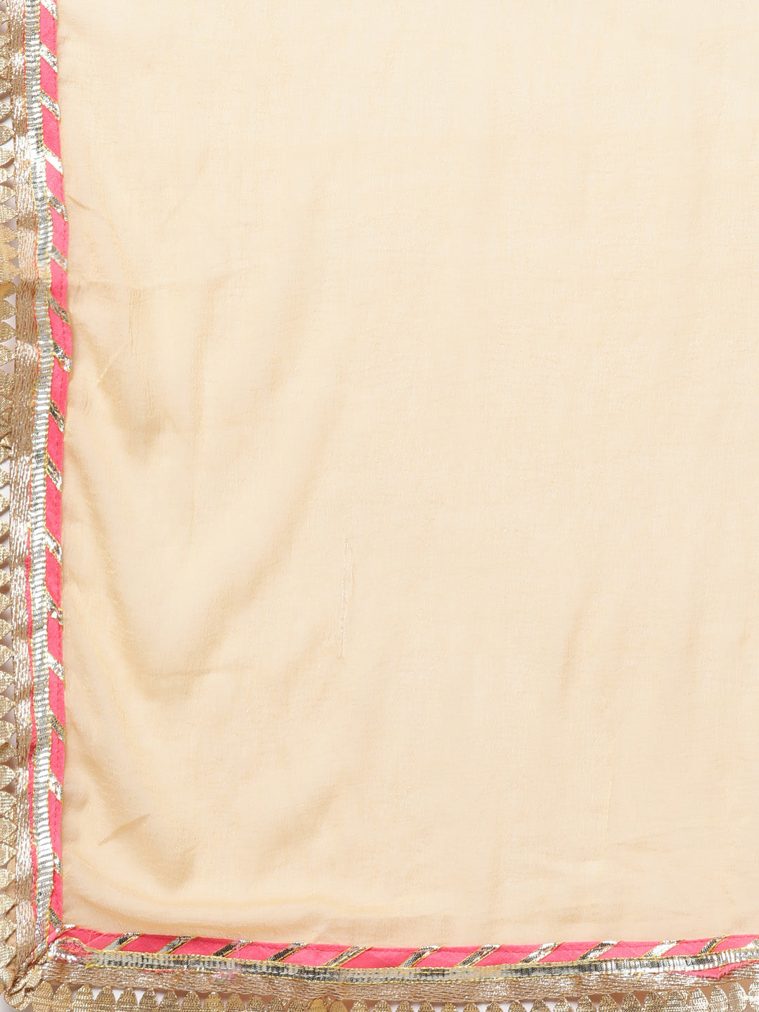 Ishin Women's Chanderi Silk Peach & Beige Embellished A-Line Kurta Skirt Dupatta Set